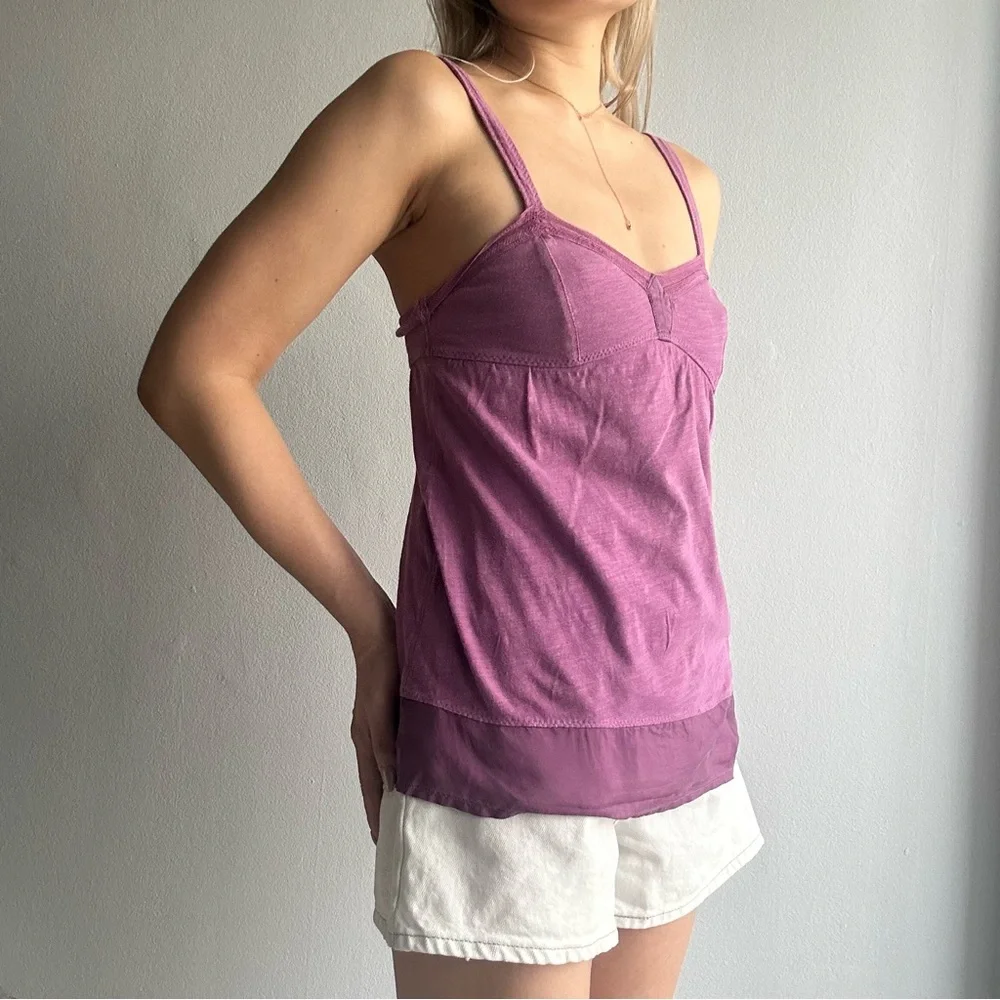 Vintage American Eagle Babydoll Silk Lace Trim Sweetheart Neckline Camis Purple - Picture 2 of 11